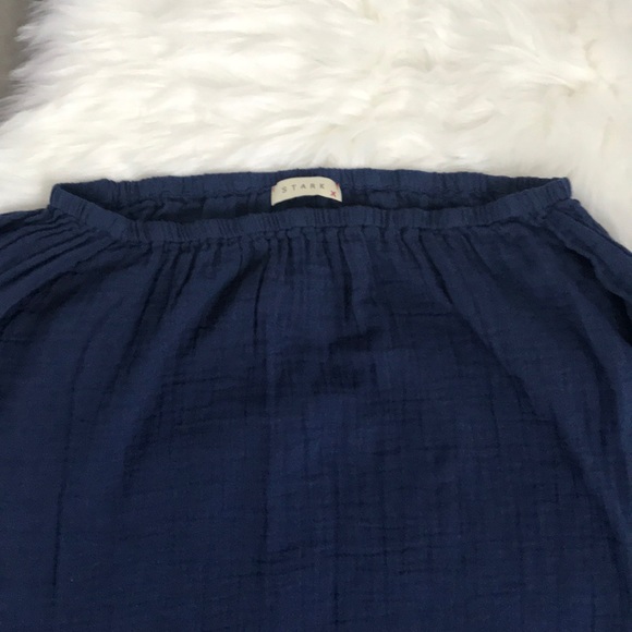 STARK X navy blue cotton gauze off shoulder top XS - Picture 9 of 10